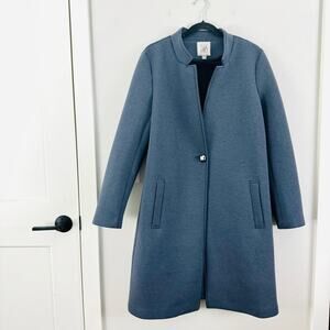 Roz & Ali long single button duster coat cardigan jacket woman’s blue gray large